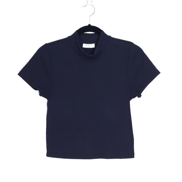 BABATON Formarib Mockneck T-Shirt Black Cropped Short Sleeve Women's M - Picture 1 of 10